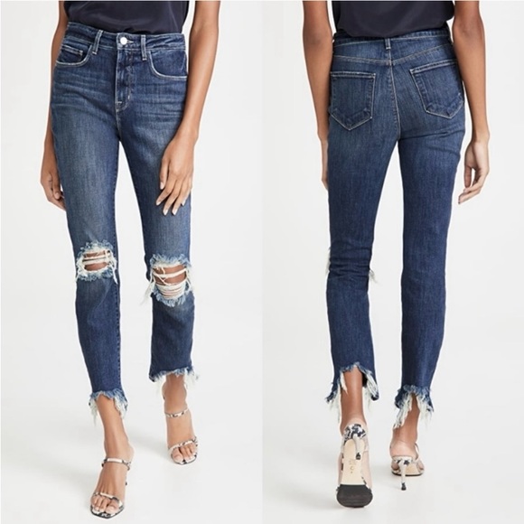 L’AGENCE Luxury Skinny Maigre High Rise Classic Vintage Distruct chic jeans - Picture 1 of 15